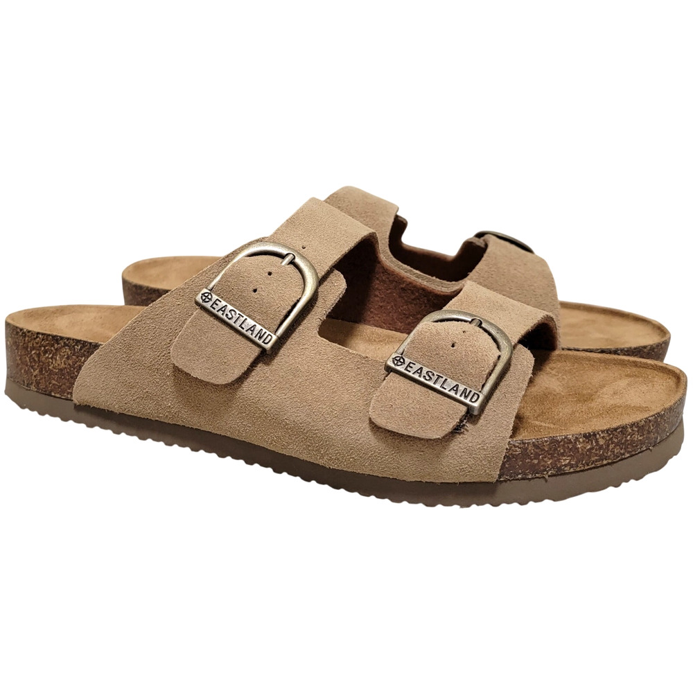 Eastland Men Cambridge Slip On Footbed Sandals Size US 9M Khaki Suede